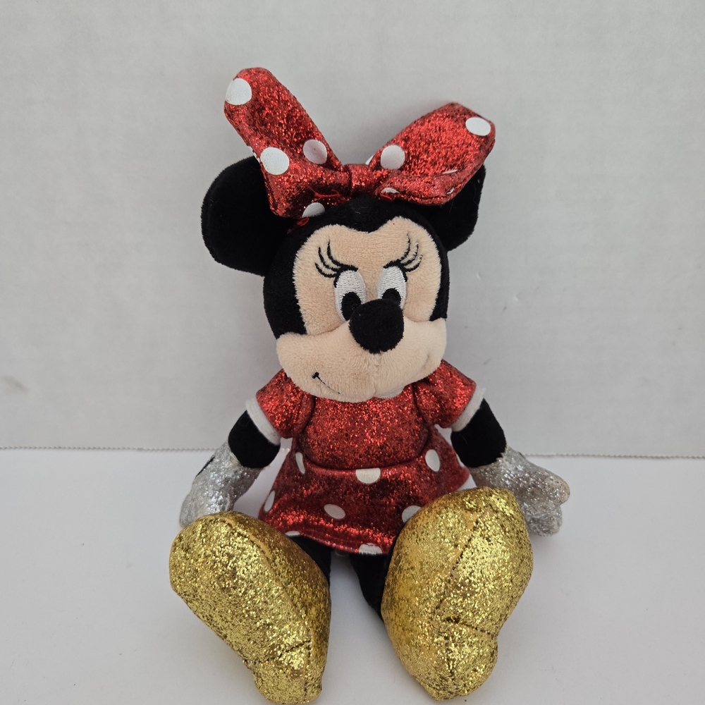 Ty x Disney 2022 Sparkle Minnie Mouse Beanie Baby EUC 8"x6"